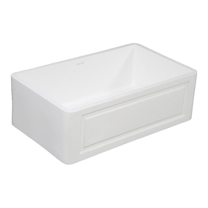 Kingston Brass Solid Surface Matte Stone Apron Front Farmhouse Single Bowl Kitchen Sink, Matte White - GKFA331810LD