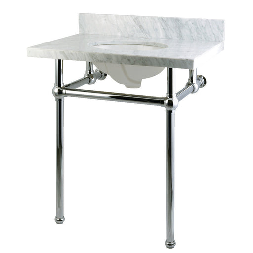 Kingston Brass Templeton 30" x 22" Carrara Marble Vanity Top with Brass Console Legs - KVPB30MB1