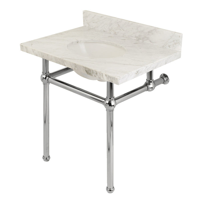 Kingston Brass Templeton 30" x 22" Carrara Marble Vanity Top with Brass Console Legs - KVPB3030MB7