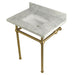 Kingston Brass Templeton 30" x 22" Carrara Marble Vanity Top with Brass Console Legs - KVPB30MBSQ1