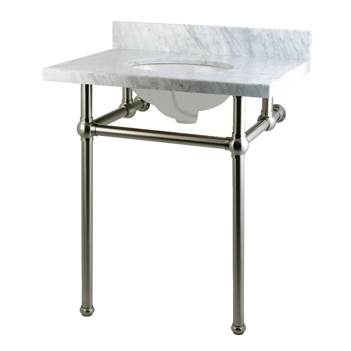 Kingston Brass Templeton 30" x 22" Carrara Marble Vanity Top with Brass Console Legs - KVPB30MB1