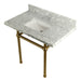 Kingston Brass Templeton 36" x 22" Carrara Marble Vanity Top with Brass Console Legs - KVPB3630MBSQ1