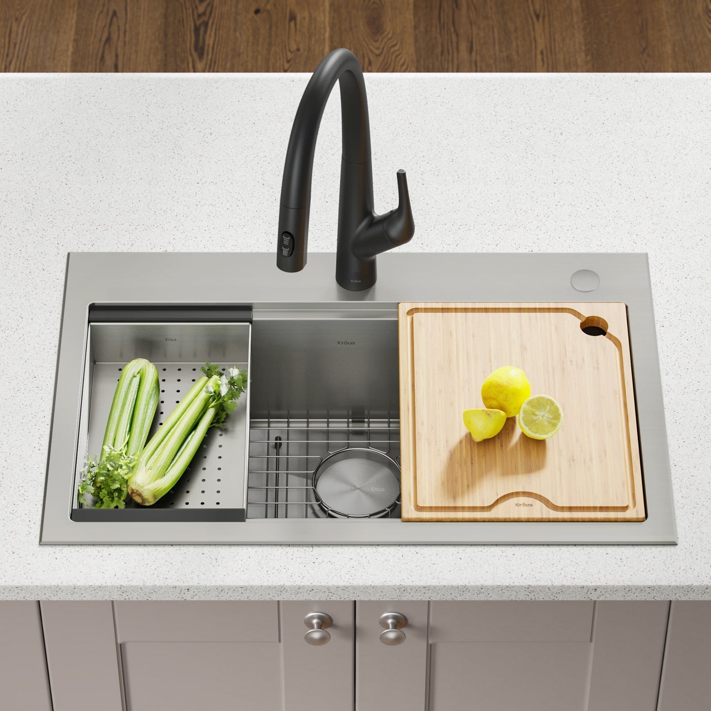 Kraus 32" Drop in Workstation Kitchen Sink -KWT300-32