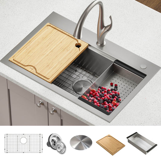 Kraus 32" Drop in Workstation Kitchen Sink -KWT300-32