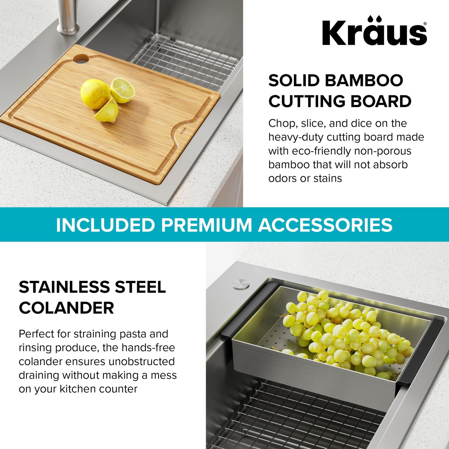 Kraus 32" Drop in Workstation Kitchen Sink -KWT300-32