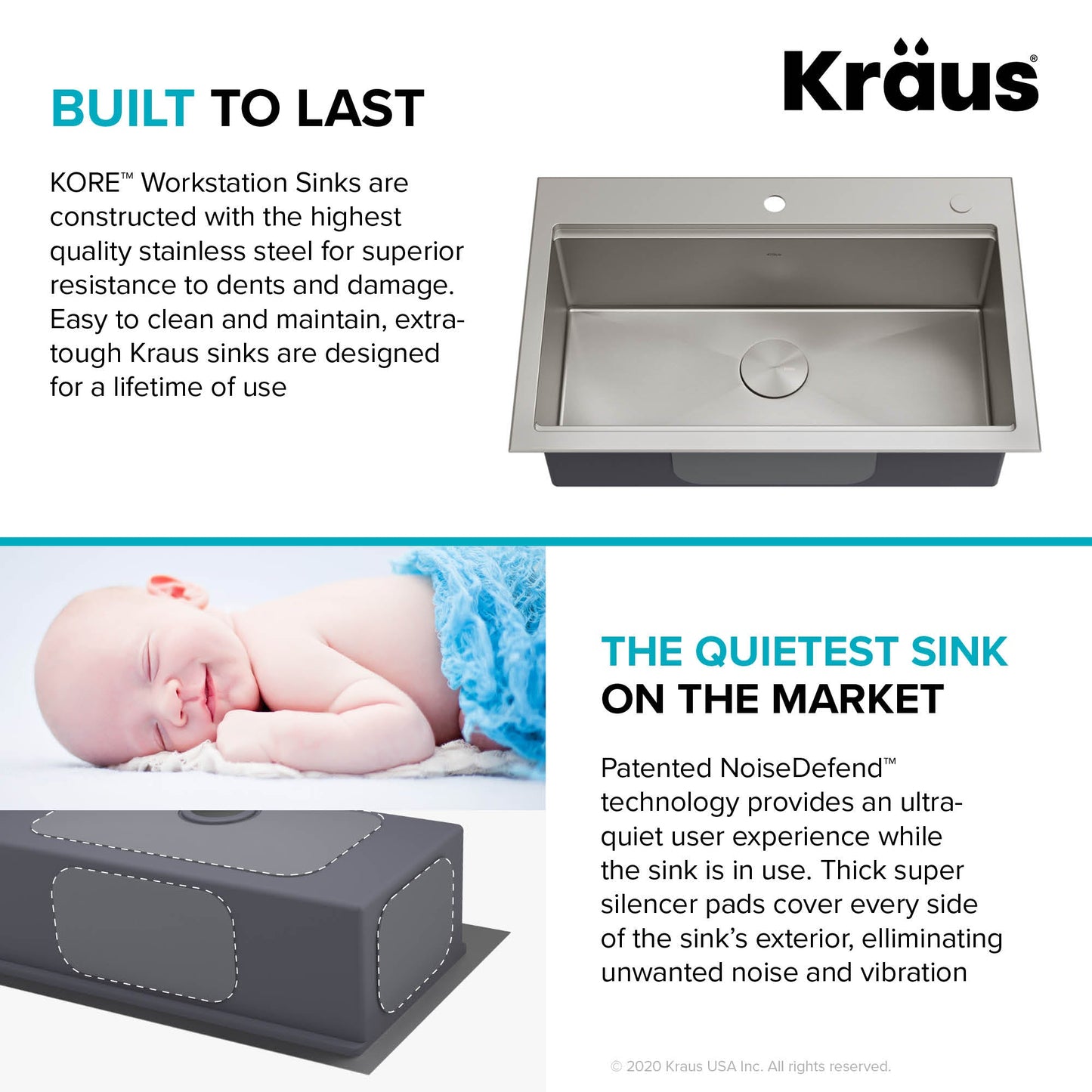 Kraus 32" Drop in Workstation Kitchen Sink -KWT300-32