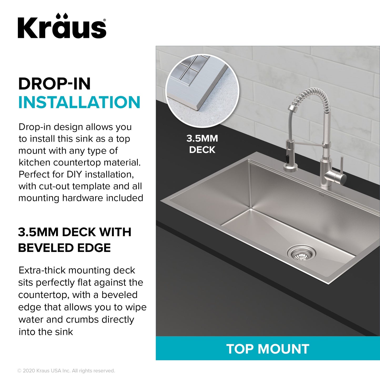 Kraus 32" Drop in Workstation Kitchen Sink -KWT300-32