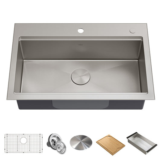 Kraus 32" Drop in Workstation Kitchen Sink -KWT300-32