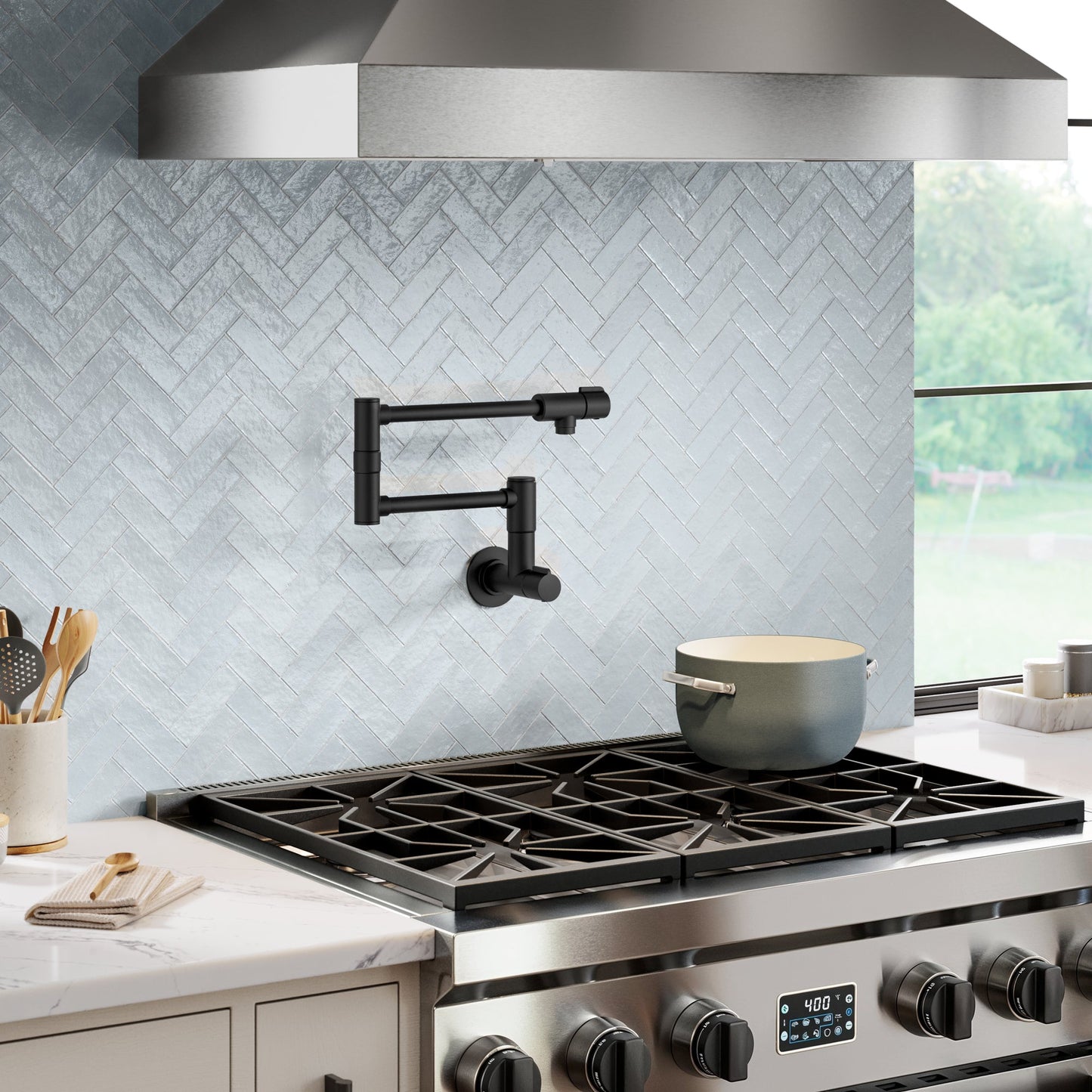 KRAUS Matte Black Wall Mounted Pot Filler - KPF-5003MB