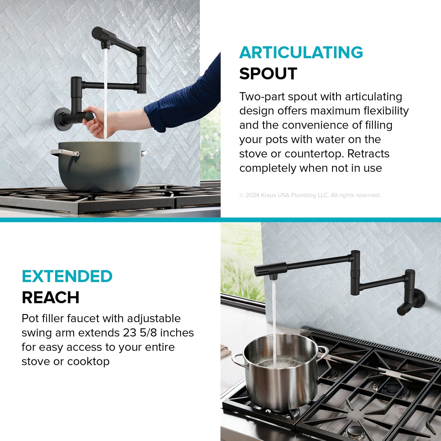 KRAUS Matte Black Wall Mounted Pot Filler - KPF-5003MB