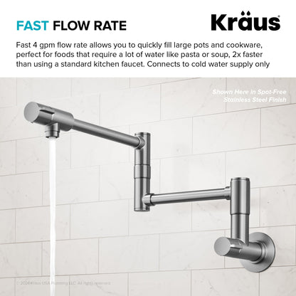 KRAUS Matte Black Wall Mounted Pot Filler - KPF-5003MB
