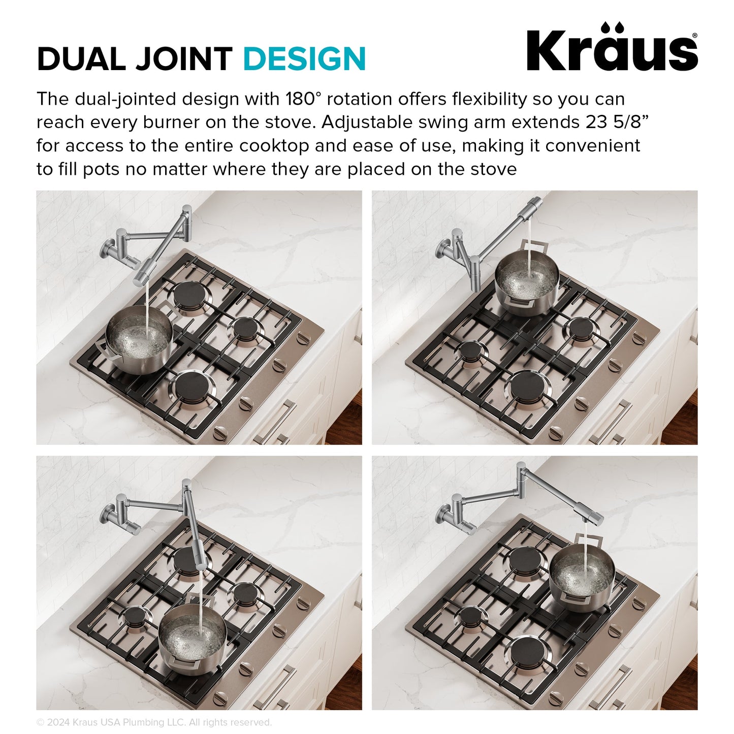 KRAUS Matte Black Wall Mounted Pot Filler - KPF-5003MB