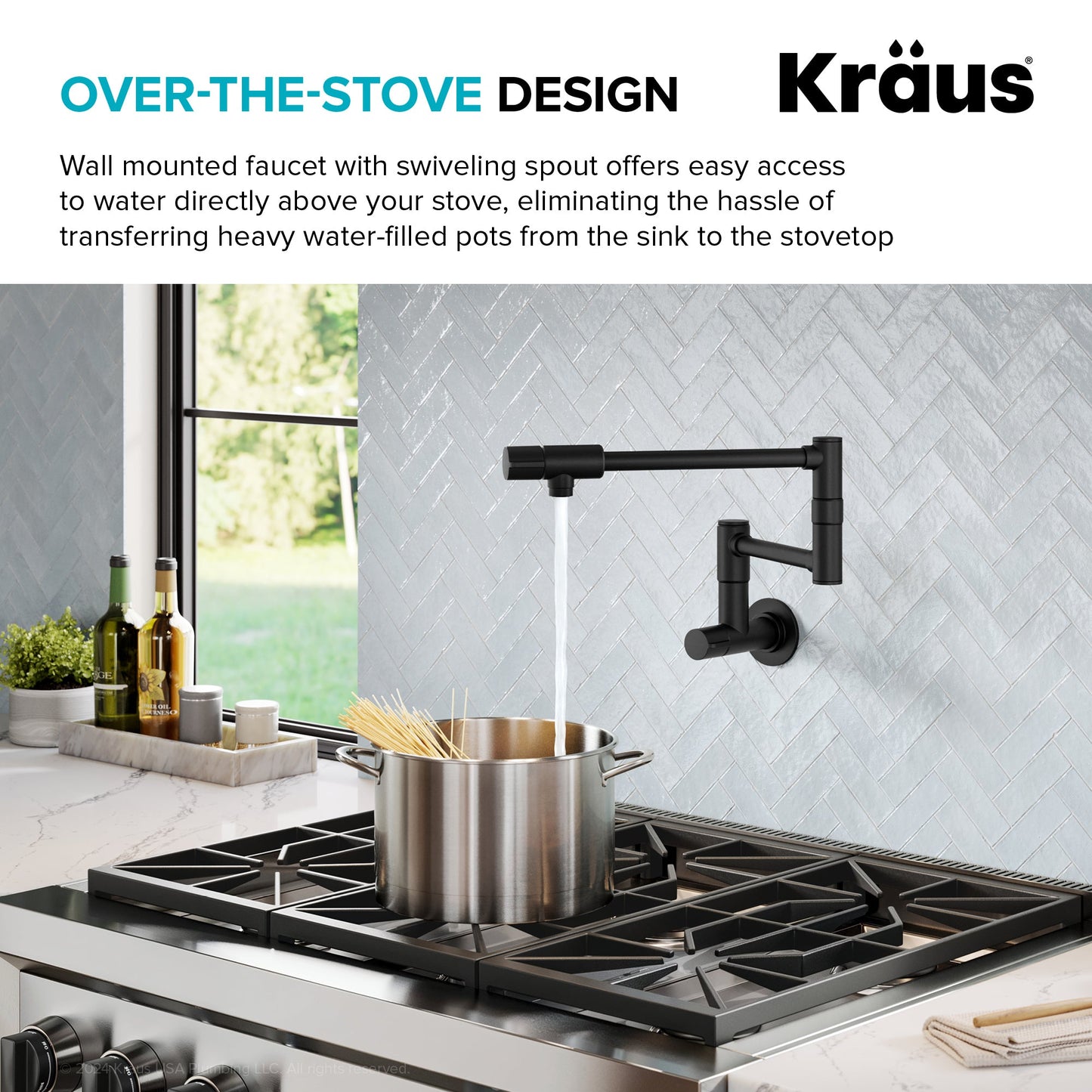 KRAUS Matte Black Wall Mounted Pot Filler - KPF-5003MB