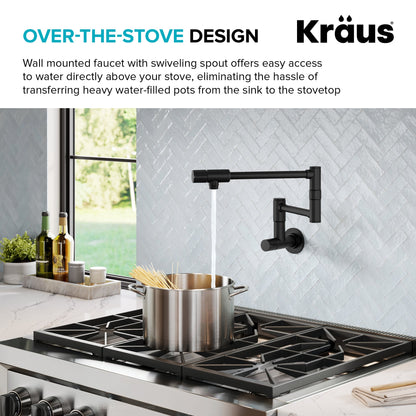 KRAUS Matte Black Wall Mounted Pot Filler - KPF-5003MB