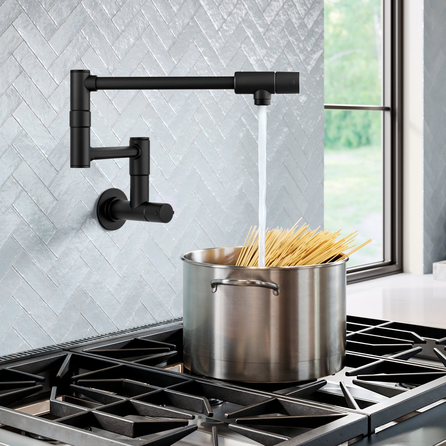 KRAUS Matte Black Wall Mounted Pot Filler - KPF-5003MB