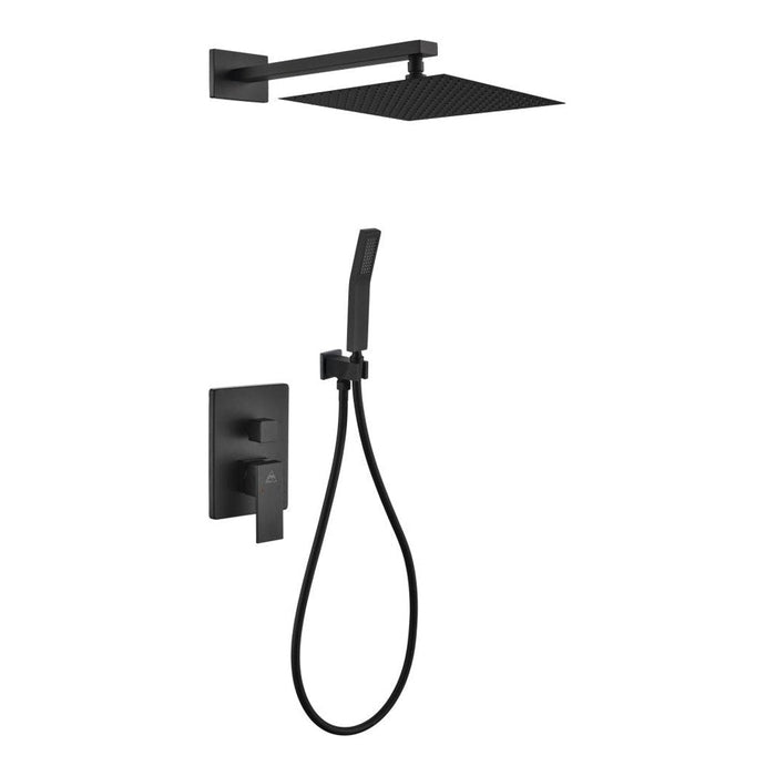 KubeBath 2 Piece Shower Set with 12" Square Rain Shower and Handheld Shower - BK-WR300HH2V