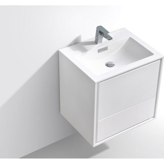 KubeBath 24 in. De Lusso Wall Mount Modern Bathroom Vanity With Color Options - DL24-GW