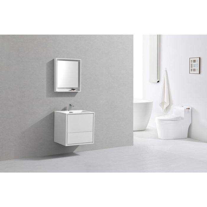 KubeBath 24 in. De Lusso Wall Mount Modern Bathroom Vanity With Color Options - DL24-GW