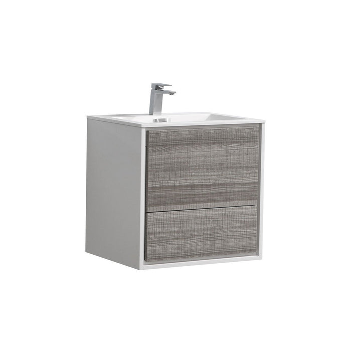 KubeBath 24 in. De Lusso Wall Mount Modern Bathroom Vanity With Color Options - DL24-GW