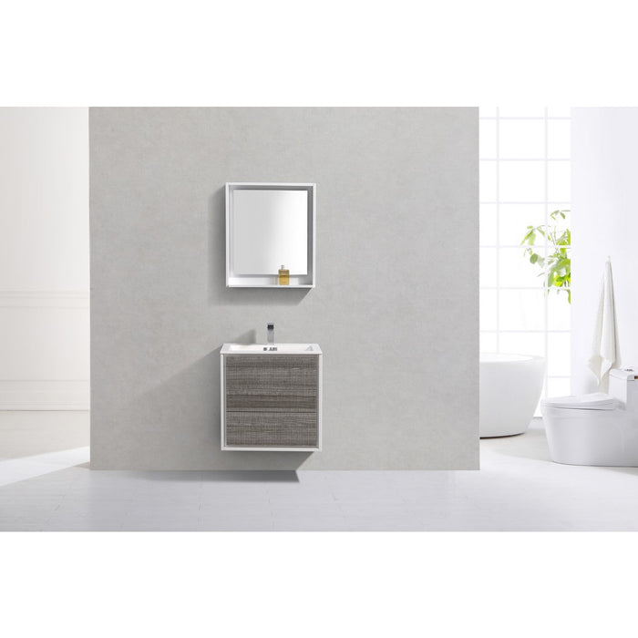 KubeBath 24 in. De Lusso Wall Mount Modern Bathroom Vanity With Color Options - DL24-GW