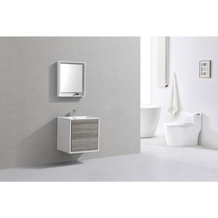 KubeBath 24 in. De Lusso Wall Mount Modern Bathroom Vanity With Color Options - DL24-GW