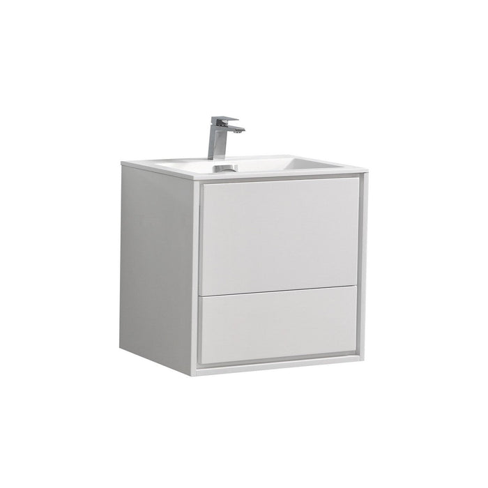 KubeBath 24 in. De Lusso Wall Mount Modern Bathroom Vanity With Color Options - DL24-GW