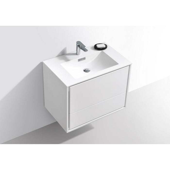 KubeBath 30 in. De Lusso Wall Mount Modern Bathroom Vanity With Color Options - DL30-HGASH