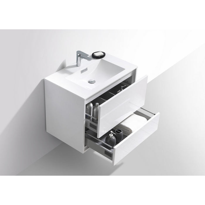 KubeBath 30 in. De Lusso Wall Mount Modern Bathroom Vanity With Color Options - DL30-HGASH