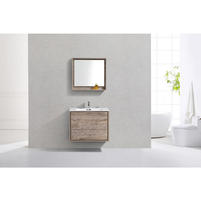 KubeBath 30 in. De Lusso Wall Mount Modern Bathroom Vanity With Color Options - DL30-HGASH