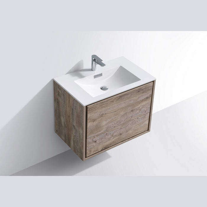 KubeBath 30 in. De Lusso Wall Mount Modern Bathroom Vanity With Color Options - DL30-HGASH