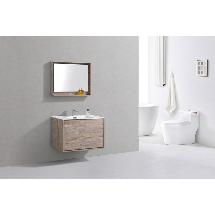 KubeBath 36 in. De Lusso Wall Mount Modern Bathroom Vanity With Color Options - DL36-GW