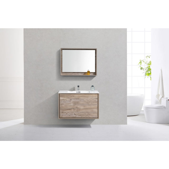 KubeBath 36 in. De Lusso Wall Mount Modern Bathroom Vanity With Color Options - DL36-GW