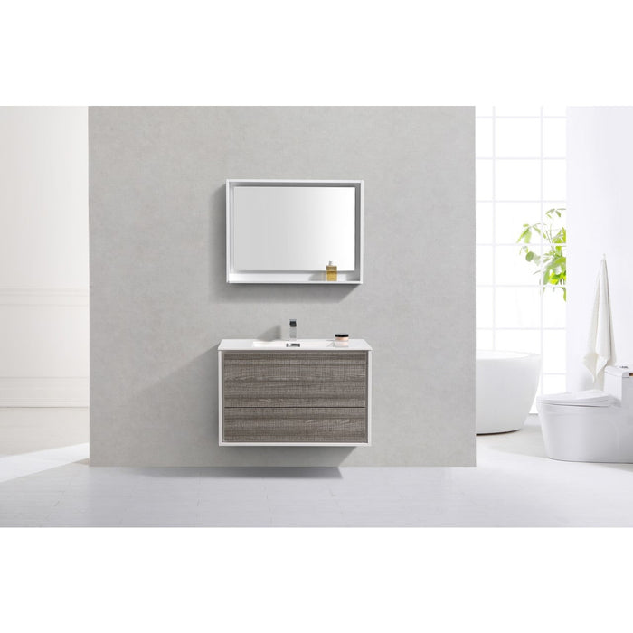 KubeBath 36 in. De Lusso Wall Mount Modern Bathroom Vanity With Color Options - DL36-GW