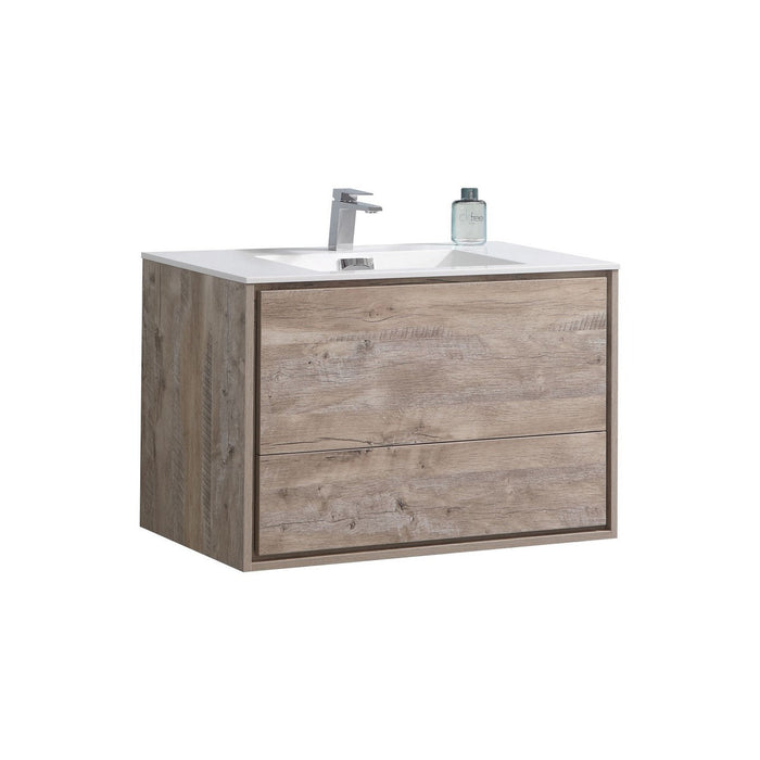 KubeBath 36 in. De Lusso Wall Mount Modern Bathroom Vanity With Color Options - DL36-GW