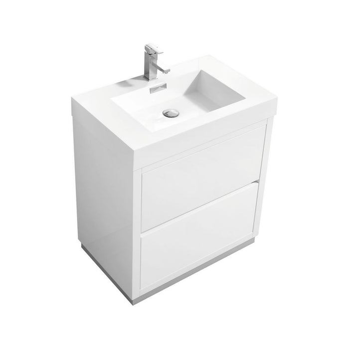 KubeBath Bliss 30 in. Free Standing Single Sink Modern Bathroom Vanity with Color Options - FMB30-GW