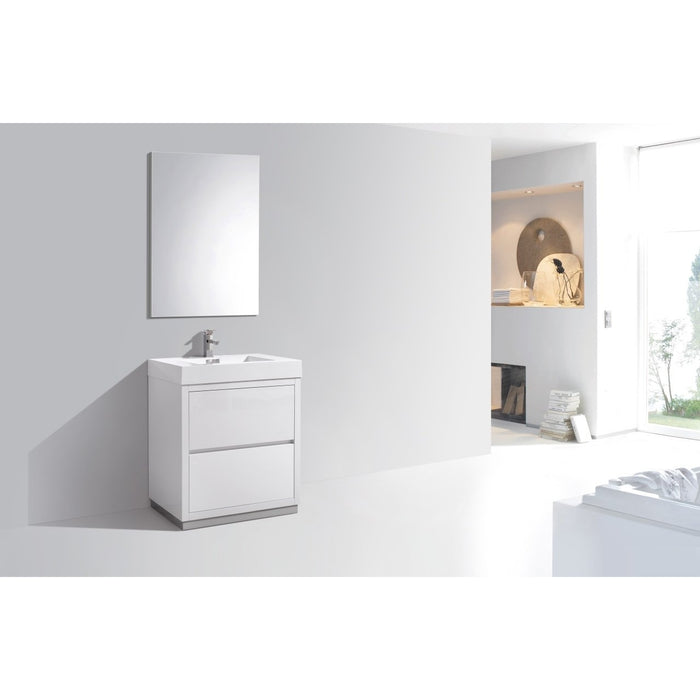 KubeBath Bliss 30 in. Free Standing Single Sink Modern Bathroom Vanity with Color Options - FMB30-GW