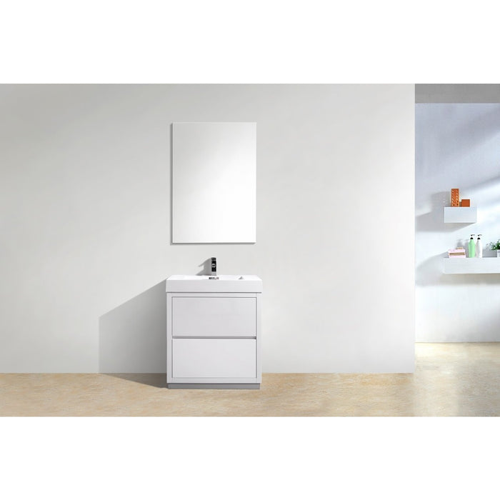 KubeBath Bliss 30 in. Free Standing Single Sink Modern Bathroom Vanity with Color Options - FMB30-GW