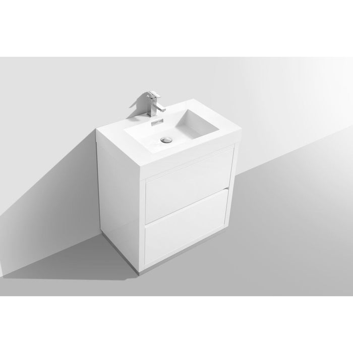 KubeBath Bliss 30 in. Free Standing Single Sink Modern Bathroom Vanity with Color Options - FMB30-GW