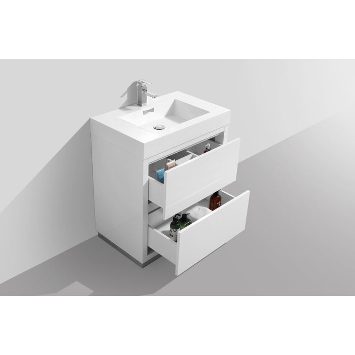 KubeBath Bliss 30 in. Free Standing Single Sink Modern Bathroom Vanity with Color Options - FMB30-GW