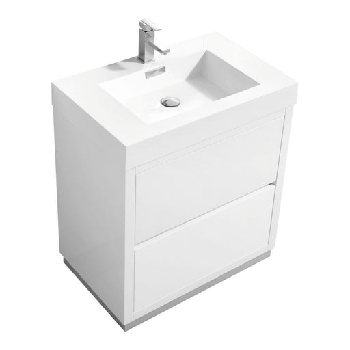 KubeBath Bliss 30 in. Free Standing Single Sink Modern Bathroom Vanity with Color Options - FMB30-GW