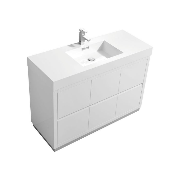 KubeBath Bliss 48 in. Free Standing Single Sink Modern Bathroom Vanity - FMB48-GW