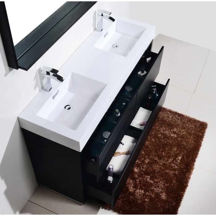 KubeBath Bliss 60 in. Free Standing Double Sink Modern Bathroom Vanity - FMB60D-GW