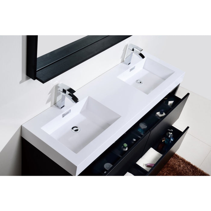 KubeBath Bliss 60 in. Free Standing Double Sink Modern Bathroom Vanity - FMB60D-GW