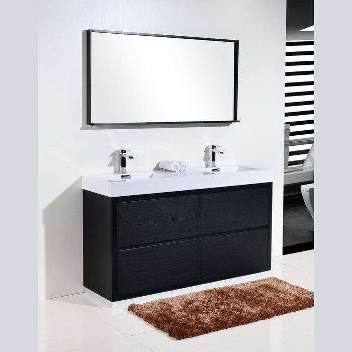 KubeBath Bliss 60 in. Free Standing Double Sink Modern Bathroom Vanity - FMB60D-GW