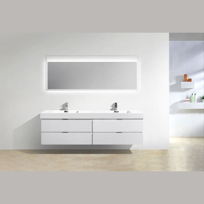 KubeBath Bliss 80 in. Wall Mount Double Sink Modern Bathroom Vanity - BSL80D-GW