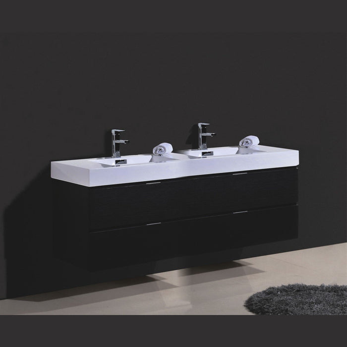 KubeBath Bliss 80 in. Wall Mount Double Sink Modern Bathroom Vanity - BSL80D-GW