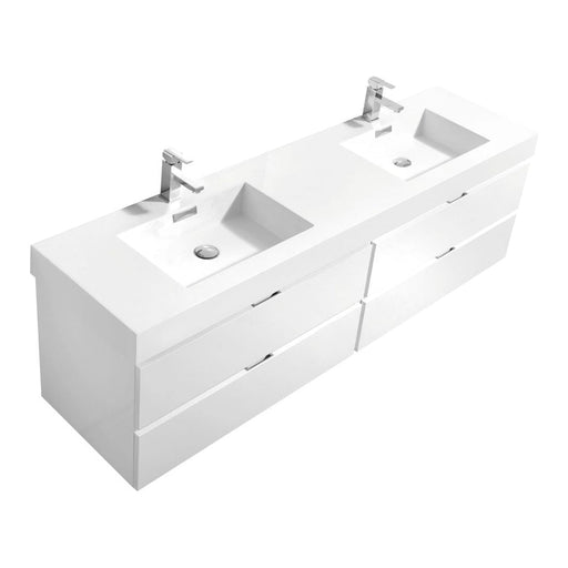 KubeBath Bliss 80 in. Wall Mount Double Sink Modern Bathroom Vanity - BSL80D-GW