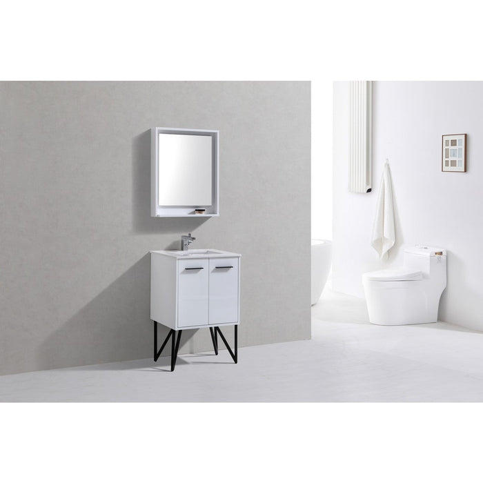 KubeBath Bosco 24 in. Modern Bathroom Vanity With Color Options - KB24GW