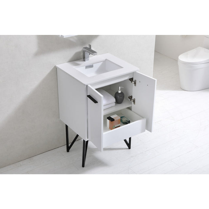 KubeBath Bosco 24 in. Modern Bathroom Vanity With Color Options - KB24GW