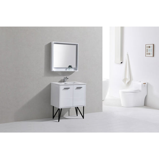 KubeBath Bosco 30 in. Modern Bathroom Vanity With Color Options - KB30GW